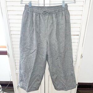 Ganesh Women Cotton Pant Wide-leg Elastic Waist Pockets Grey Tie Cuff Nepal Med